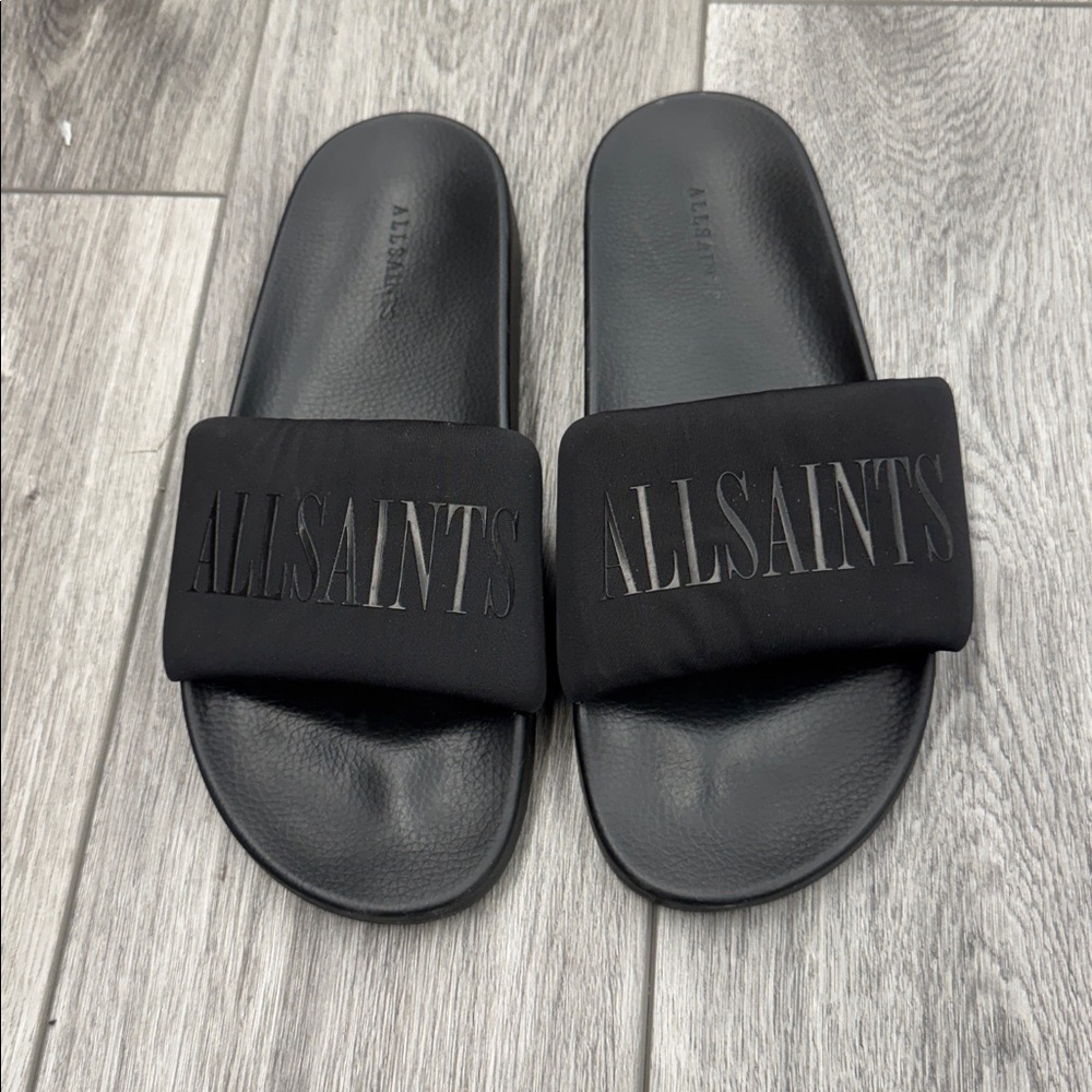 All Saints Men's Black Slide Sandals - Picture 2 of 6